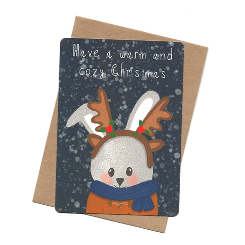 Rabbit Reindeer Post Card